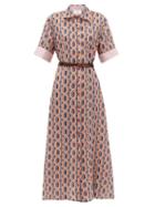 Matchesfashion.com Evi Grintela - Tangier Printed-linen Midi Shirt Dress - Womens - Pink Print
