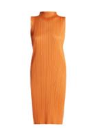 Matchesfashion.com Pleats Please Issey Miyake - High Neck Pleated Dress - Womens - Orange