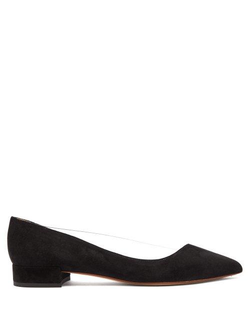 Matchesfashion.com Francesco Russo - Point Toe Suede And Pvc Flats - Womens - Black