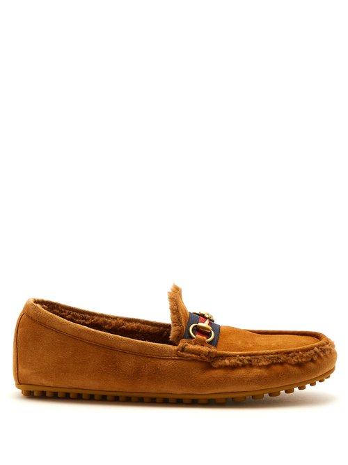 Matchesfashion.com Gucci - Shearling Lined Driving Loafers - Mens - Brown
