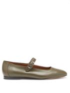 Matchesfashion.com Le Monde Beryl - Leather Mary Jane Ballet Flats - Womens - Khaki