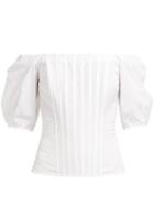 Matchesfashion.com Gabriela Hearst - Hurley Off The Shoulder Cotton Poplin Corset Top - Womens - White