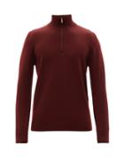 Mens Rtw Paul Smith - Artist Stripe Merino-wool Quarter-zip Sweater - Mens - Burgundy