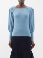 Cefinn - The Eva Blouson-sleeve Rib-knit Sweater - Womens - Mid Blue