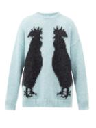 Matchesfashion.com Loewe - Rooster-jacquard Mohair-blend Sweater - Mens - Light Blue