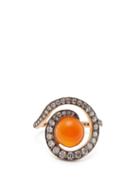 Matchesfashion.com Noor Fares - Planet Carnelian & Diamond Spiral Ring - Womens - Orange