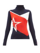 Matchesfashion.com Perfect Moment - Super Day Star Intarsia Merino Wool Sweater - Womens - Navy