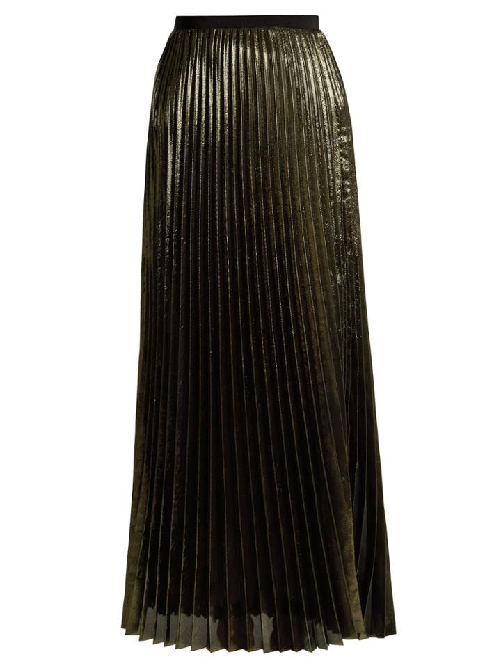 Galvan Pleated Lam Midi Skirt