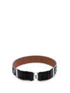 Matchesfashion.com Fendi - Logo Shearling And Leather Belt - Womens - Black White
