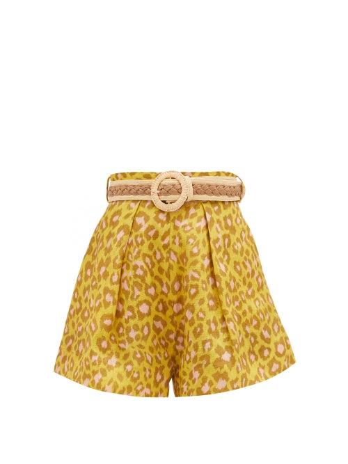 Matchesfashion.com Zimmermann - Carnaby Leopard-print Linen Shorts - Womens - Leopard