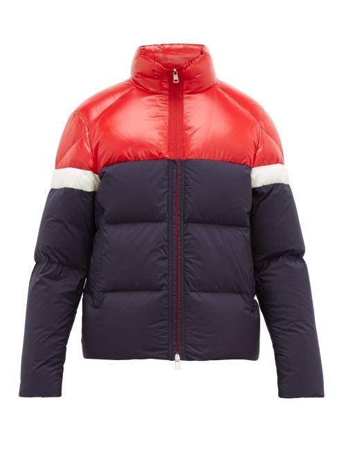 Matchesfashion.com Moncler - Konic Contrast Panel Quilted Down Coat - Mens - Navy Multi