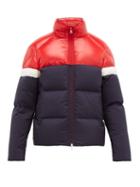 Matchesfashion.com Moncler - Konic Contrast Panel Quilted Down Coat - Mens - Navy Multi