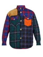 Matchesfashion.com Versace - Contrast Panel Checked Wool Blend Shirt - Mens - Multi
