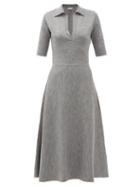 Matchesfashion.com Gabriela Hearst - Bourgeois Collared Wool-blend Midi Dress - Womens - Grey