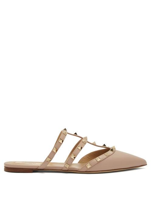 Matchesfashion.com Valentino Garavani - Rockstud Caged Leather Mules - Womens - Nude