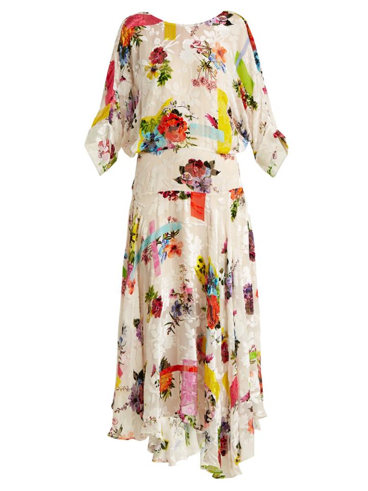 Preen By Thornton Bregazzi Naomi Floral-print Velvet-devor Dress