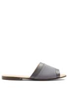 Hecho Leather-trimmed Canvas Slides