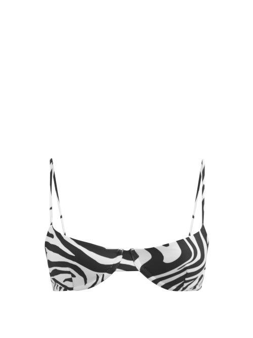 Haight - Ligia Underwired Zebra-print Bikini Top - Womens - Black White