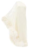 Taller Marmo - Ubud One-shoulder Feather-trimmed Silk Dress - Womens - Ivory