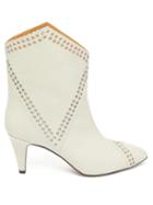 Matchesfashion.com Isabel Marant - Demka Eyelet-embellished Leather Ankle Boots - Womens - White