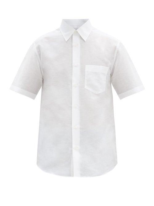 Matchesfashion.com Dunhill - Short-sleeved Linen-blend Shirt - Mens - White