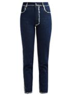 Matchesfashion.com Eckhaus Latta - Painted Seam Cropped Skinny Jeans - Womens - Blue