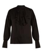 Etro Fluted-bib Jacquard Silk Blouse