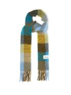 Matchesfashion.com Acne Studios - Large-check Logo-label Felted Scarf - Mens - Green Multi