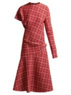 Matchesfashion.com Calvin Klein 205w39nyc - Asymmetric Checked Dress - Womens - Red Multi
