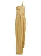 Matchesfashion.com Lanvin - Asymmetric Draped Knitted Gown - Womens - Gold
