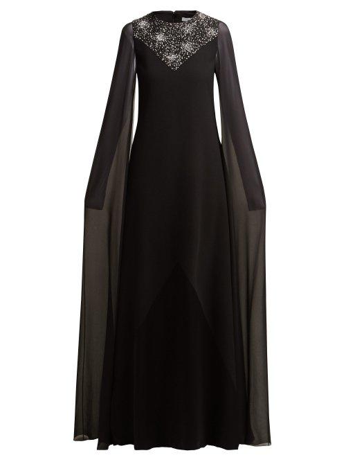 Matchesfashion.com Givenchy - Crystal Embellished Wool And Silk Chiffon Gown - Womens - Black