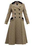 Matchesfashion.com Miu Miu - Checked Double Breasted Wool Blend Coat - Womens - Green Multi
