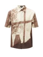 Mens Rtw Fendi - Shady Window-print Slubbed-cotton Shirt - Mens - Grey Multi
