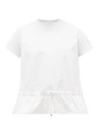 Matchesfashion.com Moncler - Logo-patch Soft-shell Peplum T-shirt - Womens - White