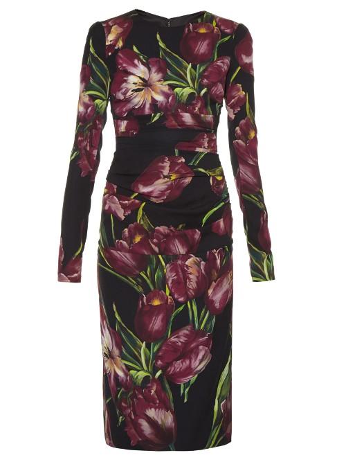 Dolce & Gabbana Tulip-print Ruched Dress