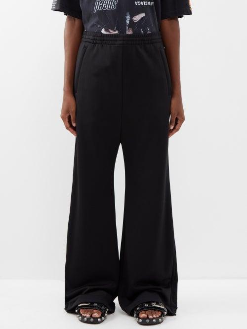 Balenciaga - Flared Cotton-jersey Track Pants - Womens - Black