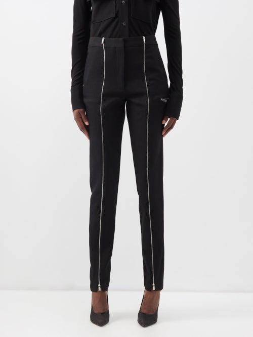 Victoria Beckham - Zip-front High-waist Wool Trousers - Womens - Black