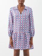 Saloni - Sky Stripe Jas Silk Mini Dress - Womens - Blue Multi