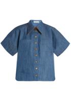 Vika Gazinskaya Short-sleeved Box-cut Denim Shirt