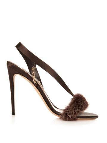 Olgana Paris L'amazone Satin And Mink Strap Sandals