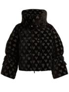 Matchesfashion.com Fendi - Down Filled Heart Motif Velvet Jacket - Womens - Black