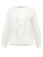 Matchesfashion.com Toogood - The Chef Collarless Cotton-poplin Shirt - Womens - Ivory