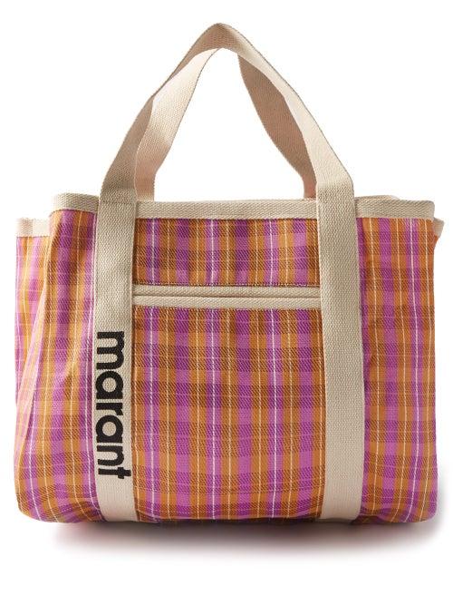 Isabel Marant - Warden Logo-print Check Tote Bag - Womens - Pink Multi