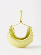 Bottega Veneta - Half Moon Medium Intrecciato-leather Shoulder Bag - Womens - Light Yellow
