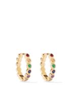 Theodora Warre - Positivity Crystal & Gold-plated Hoop Earrings - Womens - Gold Multi