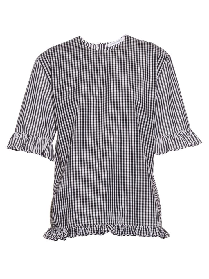 J.w.anderson Gingham Ruffled Cotton Top