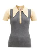 Matchesfashion.com Joostricot - Bi-colour Cotton-blend Polo Shirt - Womens - Grey Multi