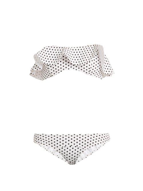 Matchesfashion.com Lisa Marie Fernandez - Natalie Polka Dot Print Bonded Bikini - Womens - White