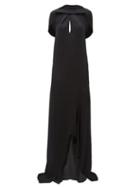Matchesfashion.com Roland Mouret - Skylark Draped-shoulder Hammered Silk-blend Dress - Womens - Black