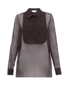 Matchesfashion.com Gabriela Hearst - Oriana Embroidered Bib Organza Shirt - Womens - Black